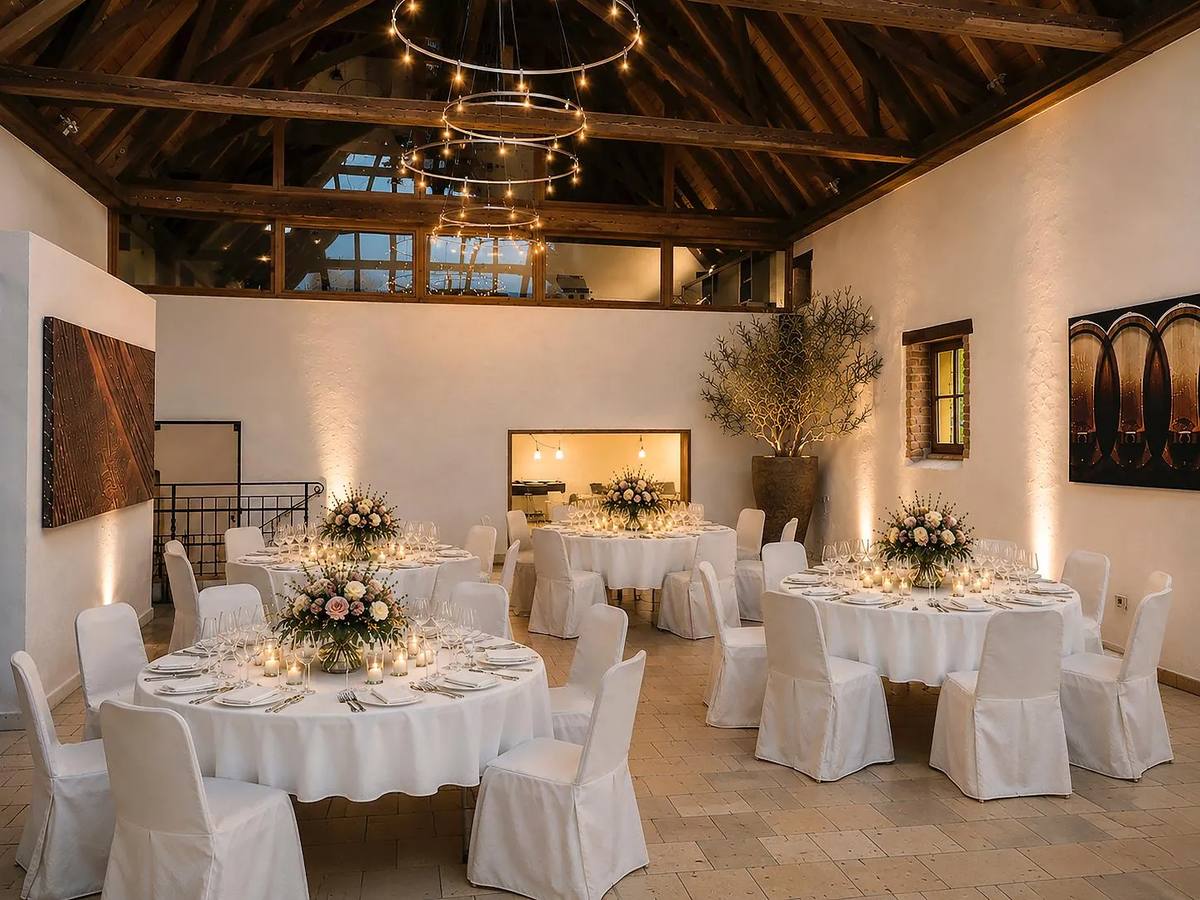 Hochzeitstafel in der Scheune des Halbstücks in Bissersheim